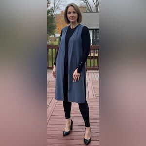 BCBGeneration Blue Rayon Cardigan No Closure Side Criss-Cross Lace Size Small